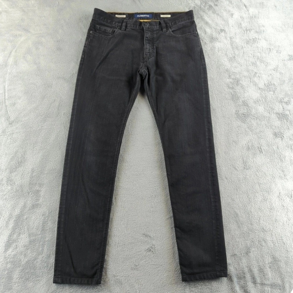 Alberto Jeans Mens 33x31* Black Faded Slim Fit Straight Stretch T400 Denim Pants
